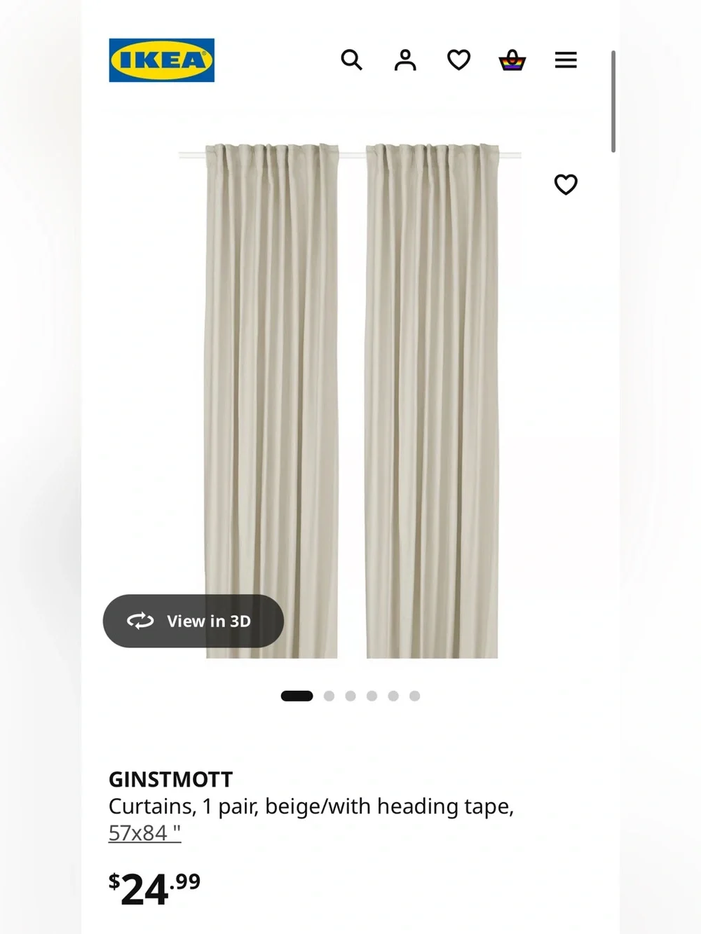 IKEA GINSTMOTT Beige Curtain Pair